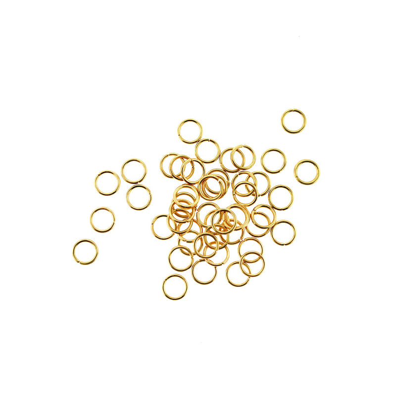 Anneaux en acier inoxydable doré 5 mm x 0,7 mm - Calibre 21 ouvert - 50 anneaux - SS067