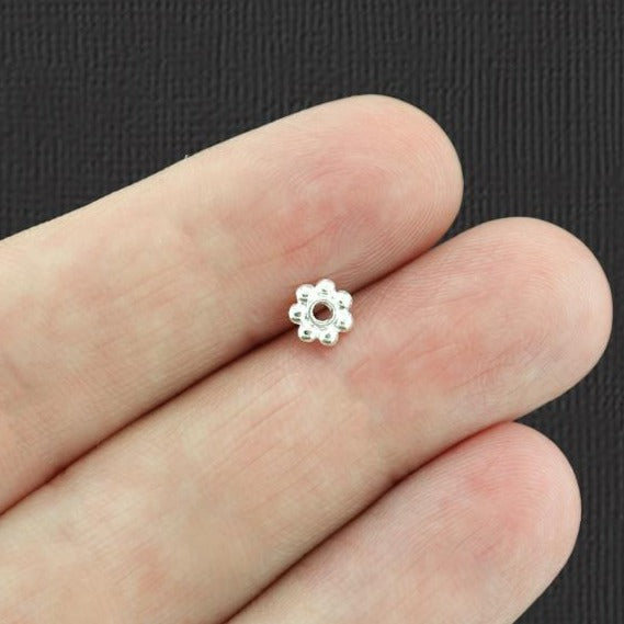 Perles d'espacement marguerite 6 mm x 1,3 mm - ton argent - 50 perles - SC3200