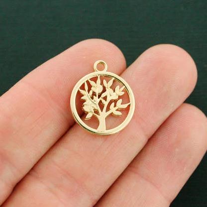 4 Tree of Life Gold Tone Charms 2 Sided - GC1289