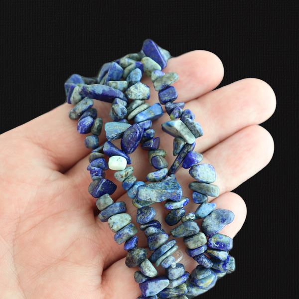Chip Natural Lapis Lazuli Beads 3-16mm - Navy Blue - 1 Strand 225 Beads - BD1956