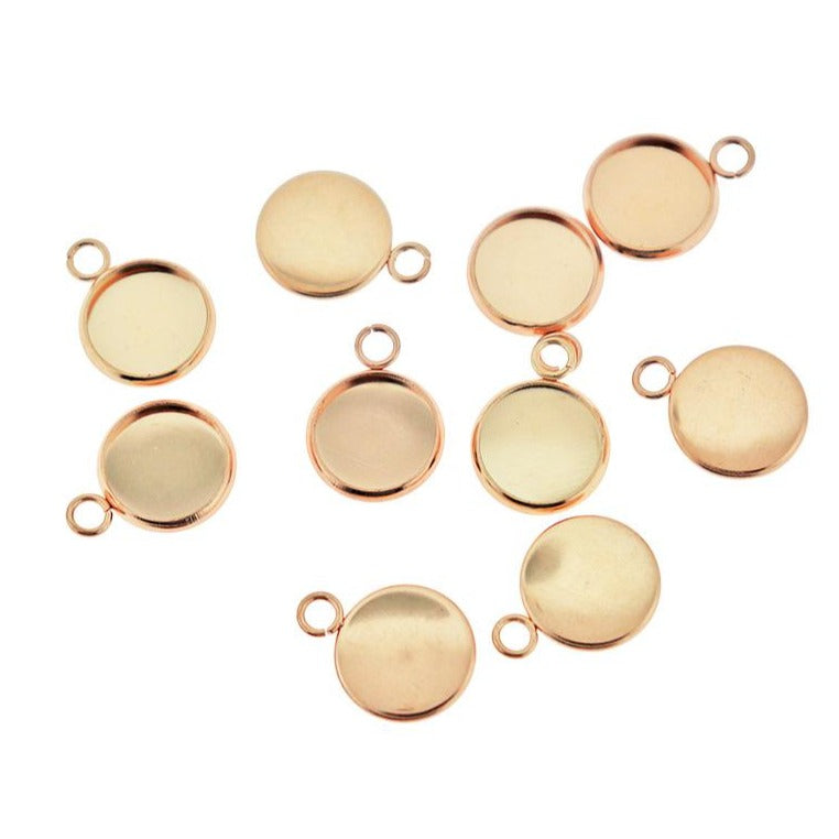 Rose Gold Stainless Steel Cabochon Settings - 10mm Tray - 4 Pieces - CBS016