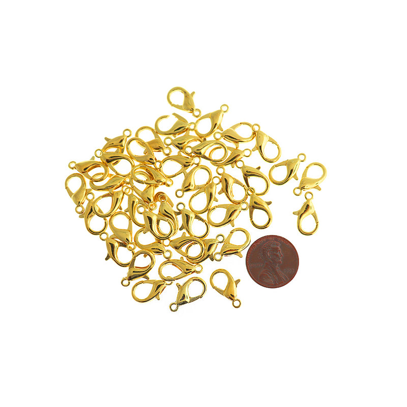 Gold Tone Lobster Clasps 16mm x 8mm - 75 Clasps - FF311