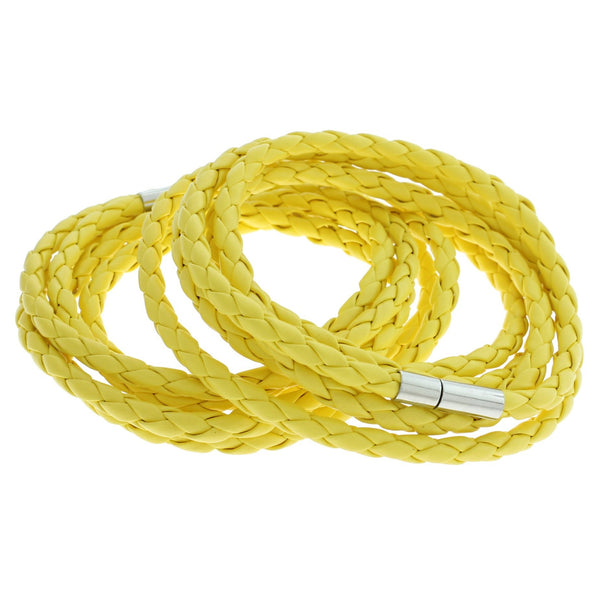 Yellow Faux Leather Wrap Bracelet 40.1" - 4mm - 1 Bracelet - N779