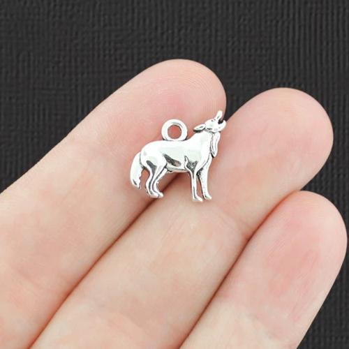 20 Wolf Antique Silver Charms 2 Sided - SC8063