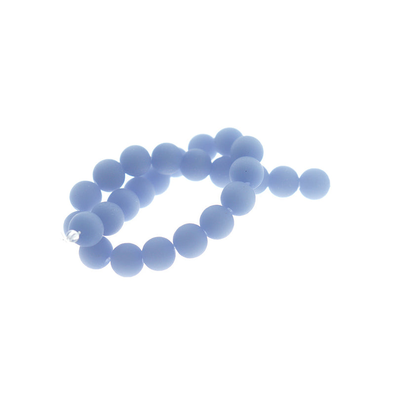 Perles rondes en verre de mer de culture 8 mm - Bleu ciel - 1 rang 24 perles - U201
