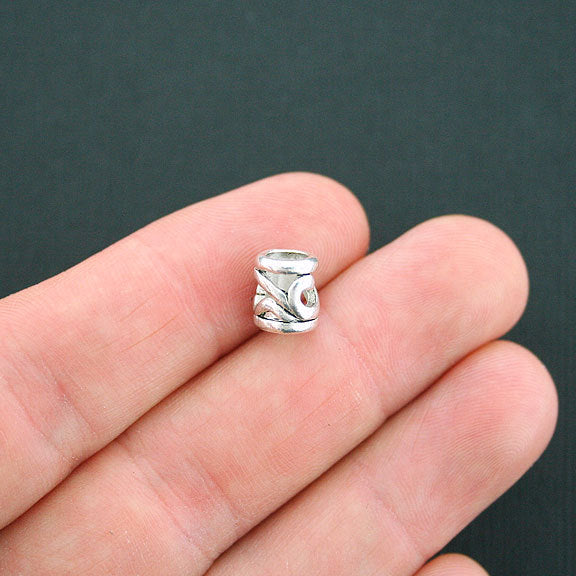 Tube Spacer Beads 7mm x 8.5mm x 7mm - Silver Tone - 10 Beads - SC7753