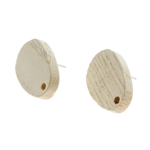 Boucles d'oreilles en bois en acier inoxydable - Goujons géométriques - 20 mm x 14 mm - 2 pièces 1 paire - ER020