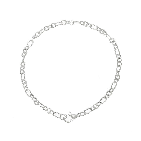 Bracelet chaîne câble argenté 8 "" - 3,5 mm - 12 bracelets - N103
