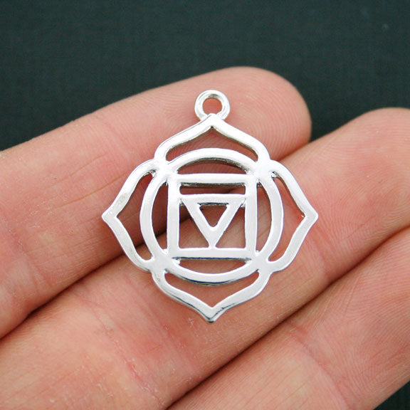 3 Chakra Antique Silver Tone Charms 2 faces - SC5298