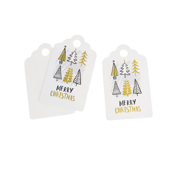 10 White Merry Christmas Paper Tags - TL176