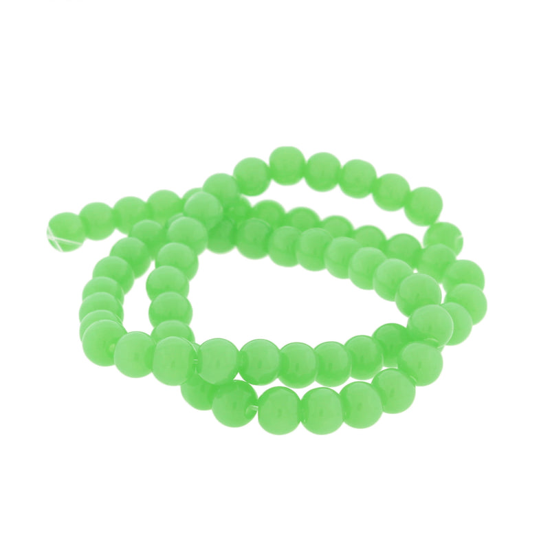 Round Imitation Jade Beads 6mm - Lime Green - 1 Strand 67 Beads - BD1556