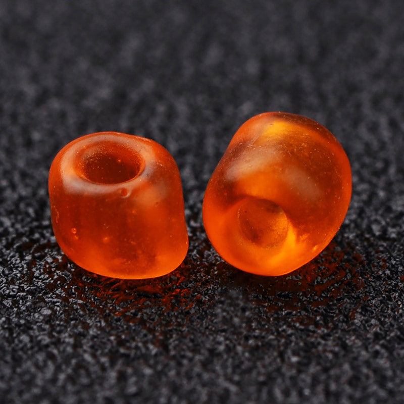 Perles de verre rocailles 6/0 4mm - Orange givré - 50g 500 perles - BD1270