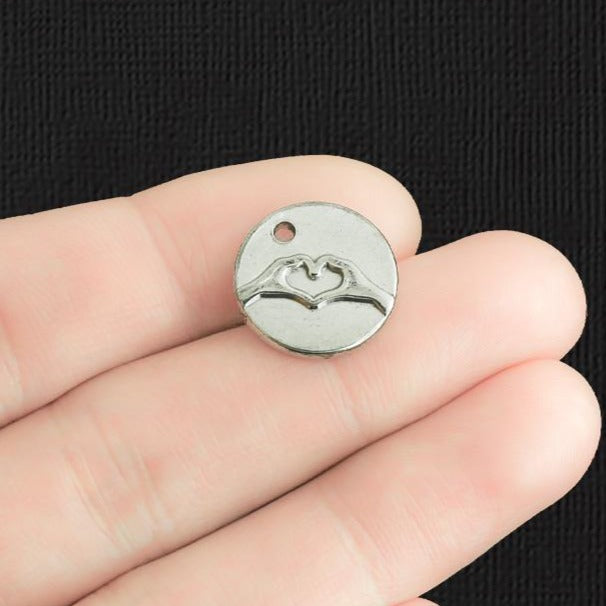 4 Heart Hand Stainless Steel Charms - SSP038