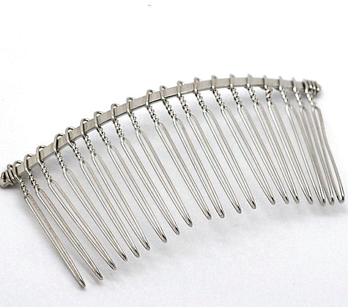 Silver Tone Hair Combs - 78mm x 88mm - 4 Pieces - Z001