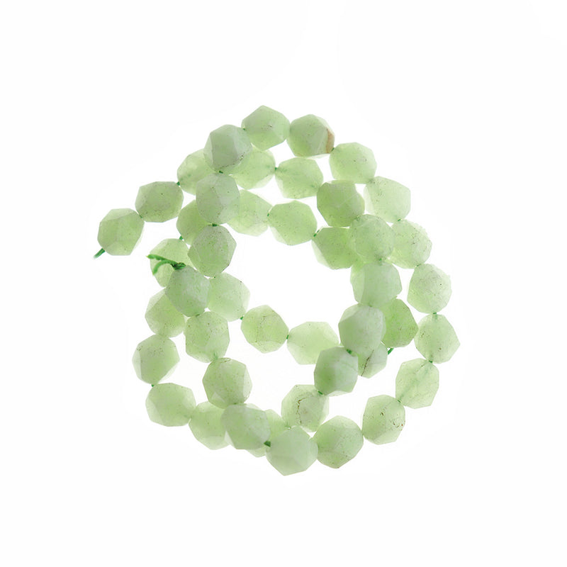 Star Cut Natural Jade Beads 8mm - Light Green - 1 Strand 48 Beads - BD1402