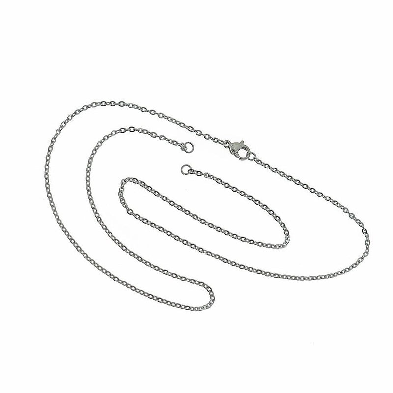 Stainless Steel Cable Chain Connector Necklace 21" - 2mm - 1 Necklace - N622