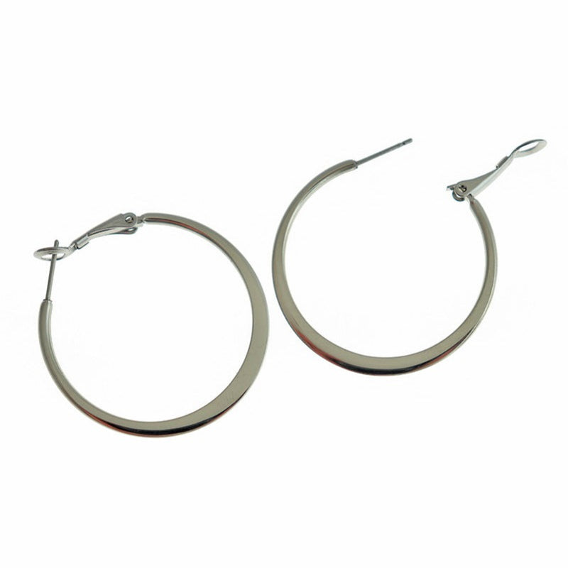 Stainless Steel Hoop Earrings - Lever Back 40mm - 2 Pieces 1 Pair - Z105