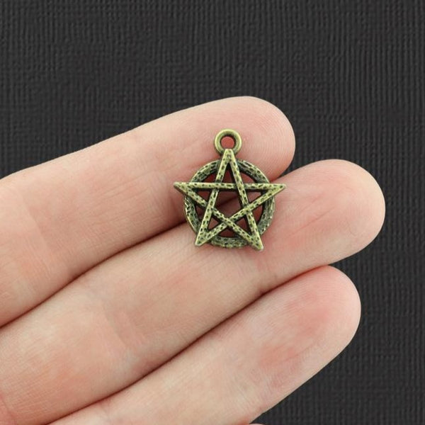 12 breloques pentagramme ton bronze antique - BC1594