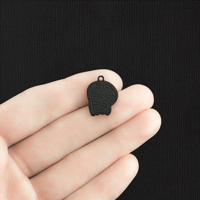 4 Ghost Black Enamel Charms - E1321