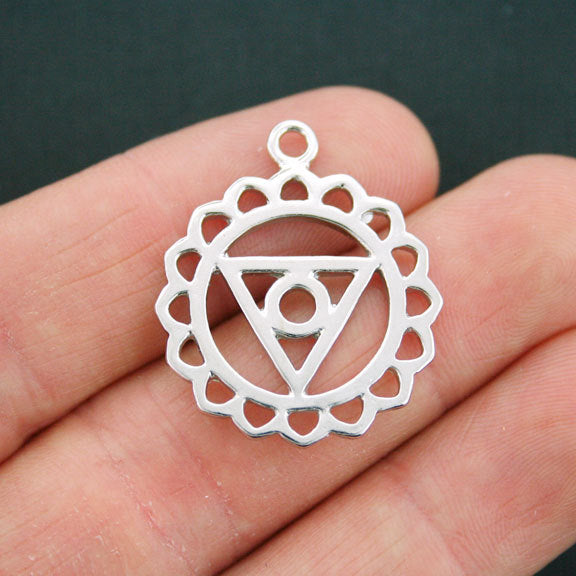 3 Chakra Antique Silver Tone Charms 2 Sided - SC5294