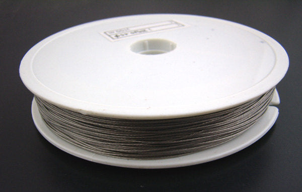 BULK Antique Silver Tone Beading Wire 180Ft - 0.45mm - Z028