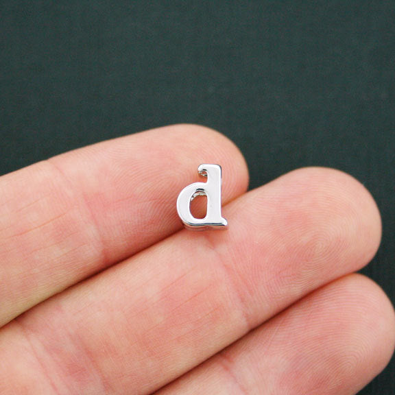 SALE Letter D Spacer Beads 9mm x 4mm - Silver Tone - 4 Beads - SC5157