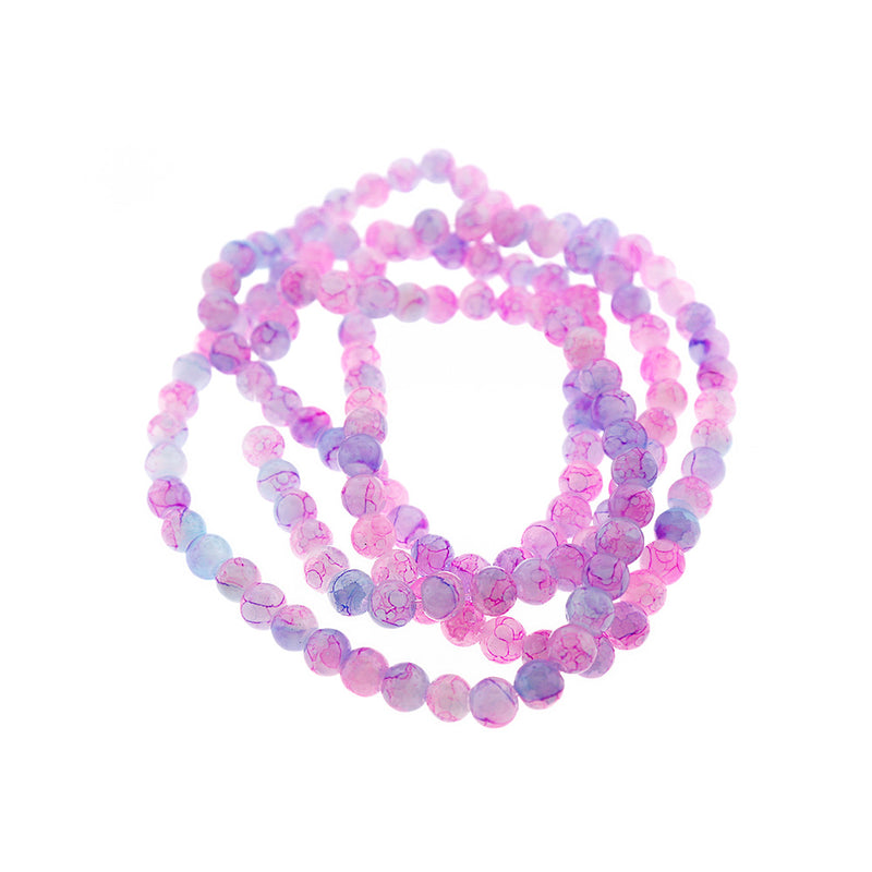 Round Glass Beads 6mm - Unicorn Crinkle - 1 Strand 145 Beads - BD697