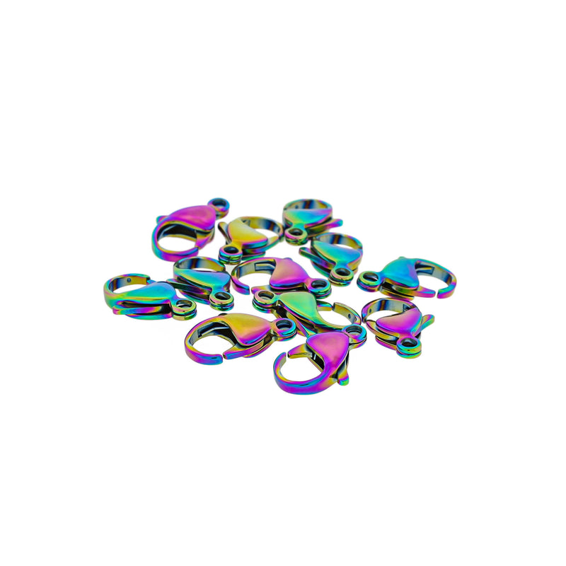 Rainbow Electroplated Stainless Steel Lobster Clasps 17mm x 11mm - 4 Clasps - FF275