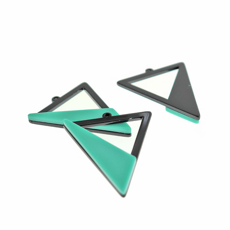 2 Turquoise Triangle Resin Charms - K581