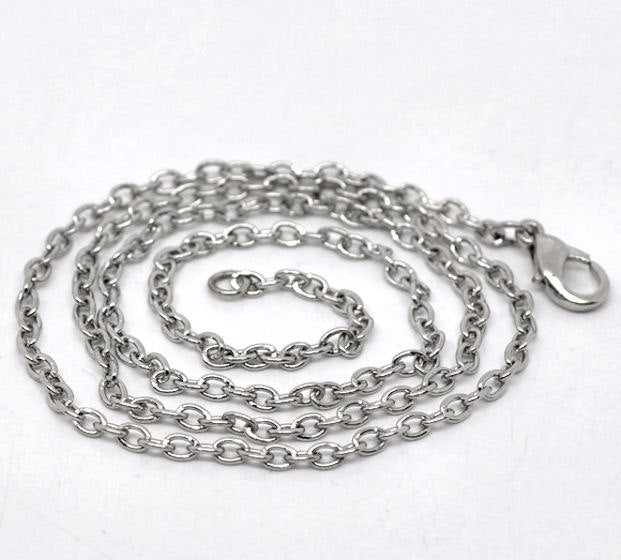 Antique Silver Tone Cable Chain Necklaces 18" - 2.2mm - 12 Necklaces - N013