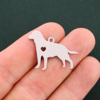 5 Retriever Silver Tones Stainless Steel Charms 2 Sided - MT427