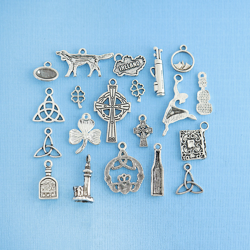 Ireland Charm Collection Antique Silver Tone 20 Different Charms - COL330