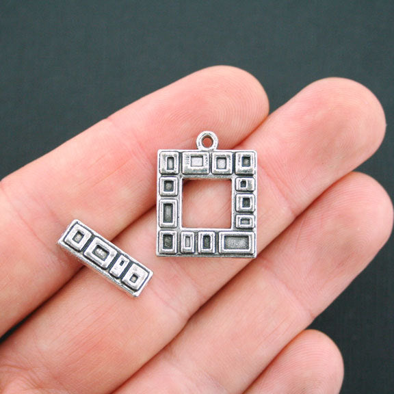 Square Silver Tone Toggle Clasps 22mm x 17mm - 4 Sets 8 Pieces - SC4806