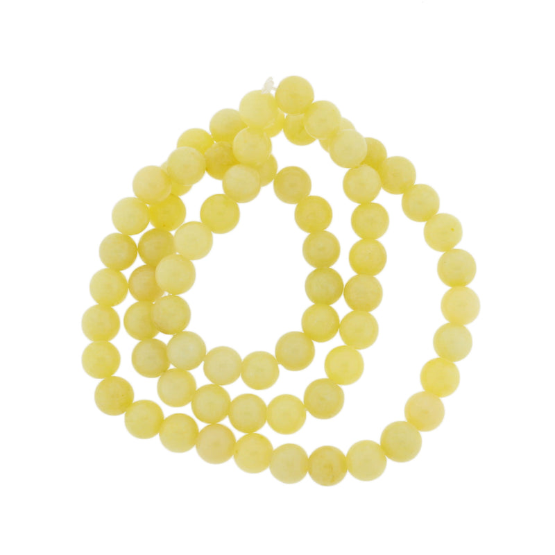 Round Natural Jade Beads 6mm - Pale Yellow - 1 Strand 69 Beads - BD2779