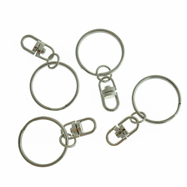 Porte-clés argentés avec fermoir pivotant attaché - 68 mm x 25 mm - 10 pièces - Z159