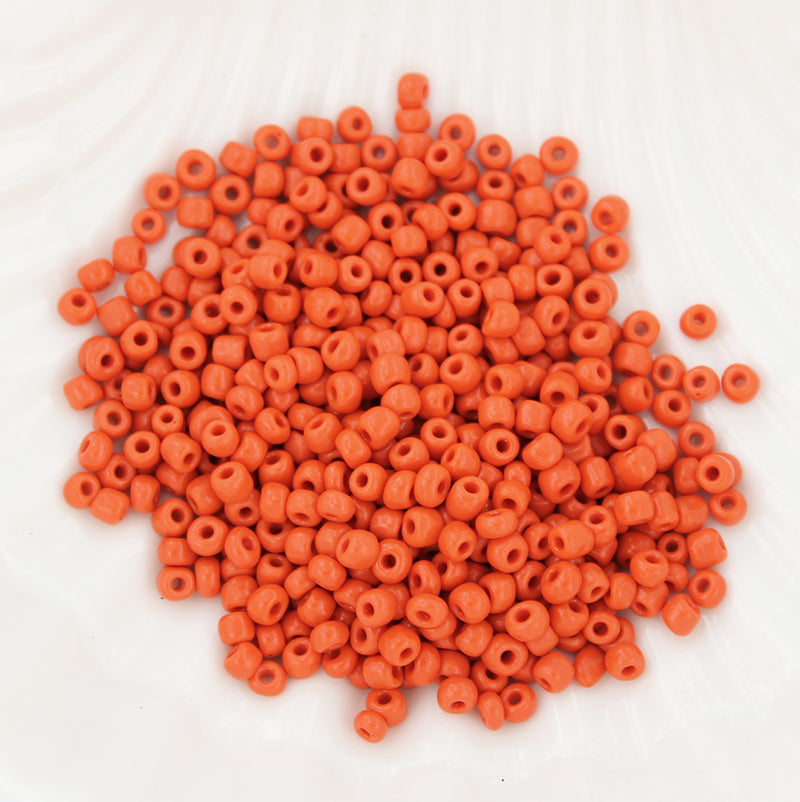 Seed Glass Beads 6/0 4mm - Orange - 50g 650 Beads - BD1572