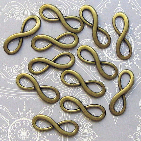 BULK 50 Infinity Connector Antique Bronze Tone Charms - BC112