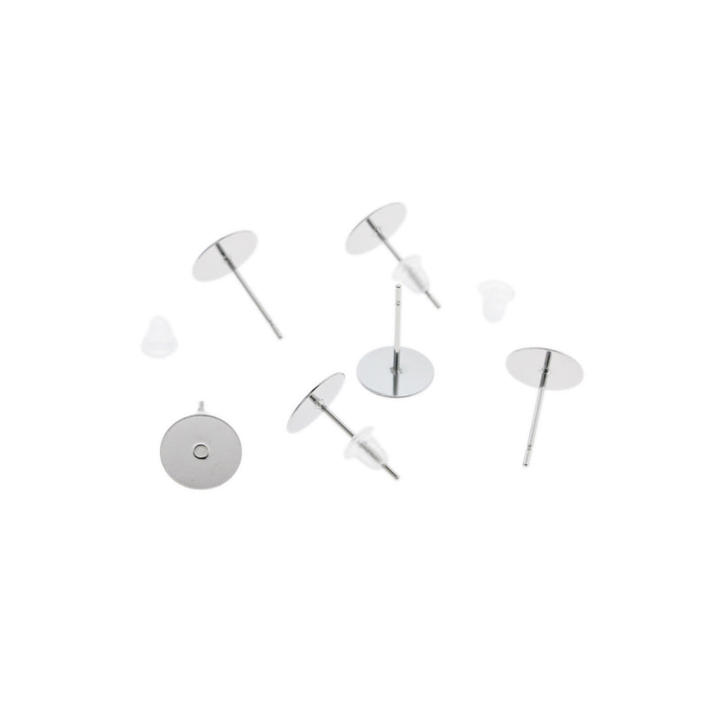 Stainless Steel Earrings - Stud Bases - 8mm x 12mm - 50 Pieces 25 Pairs - FD909