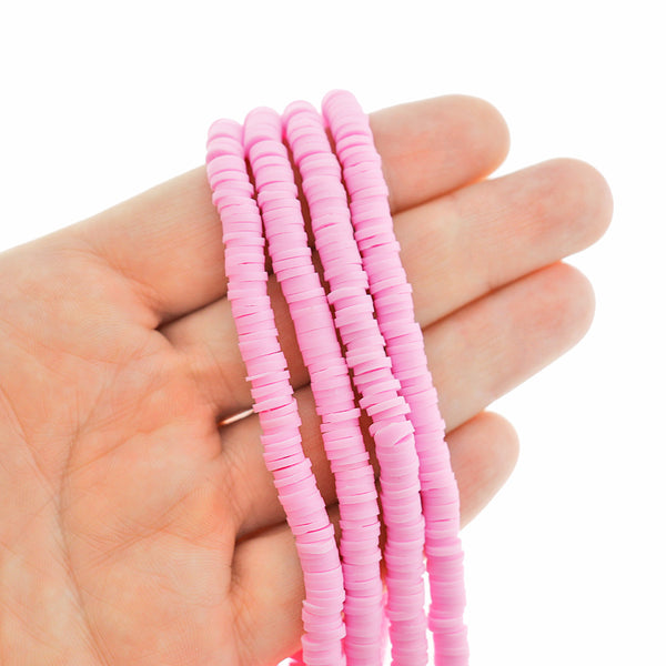 Heishi Polymer Clay Beads 6mm x 1mm - Baby Pink - 1 Strand 320 Beads - BD2629
