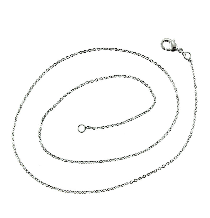 Collier chaîne câble argenté 16" - 1,5 mm - 1 collier - N537