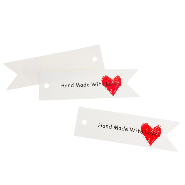25 étiquettes en papier blanc faites à la main avec amour - TL129