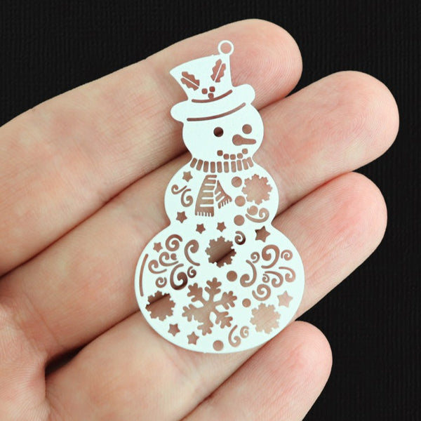 2 Filigree Snowman Enamel Charms 2 Sided - E1566