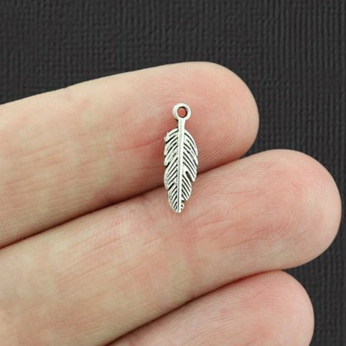 20 Feather Antique Silver Tone Charms - SC5153