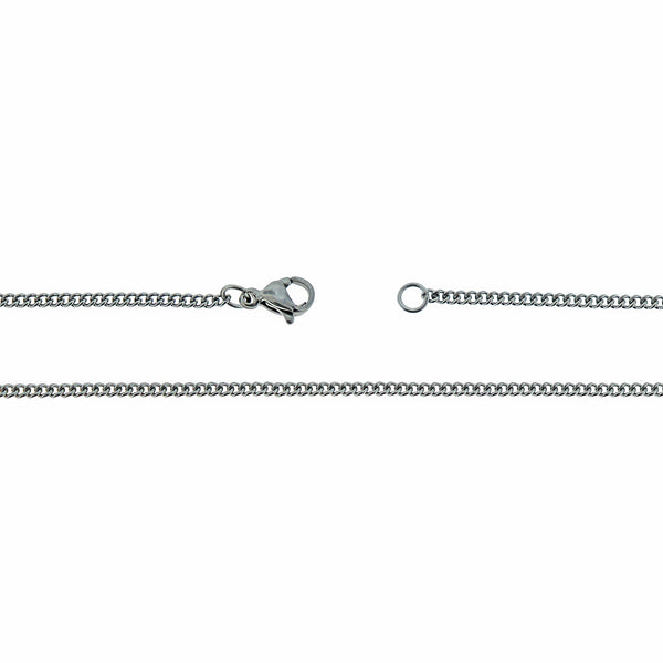 Collier Chaîne Gourmette Acier Inoxydable 19.5"- 1mm - 10 Colliers - N617