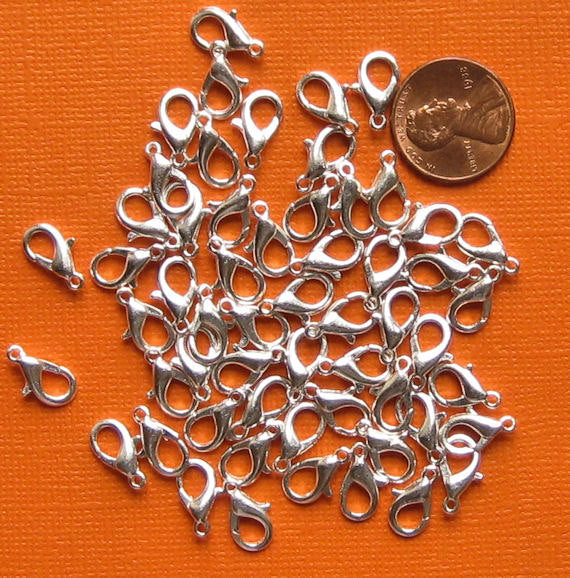 Silver Tone Lobster Clasps 12mm x 6mm - 20 Clasps - FF203