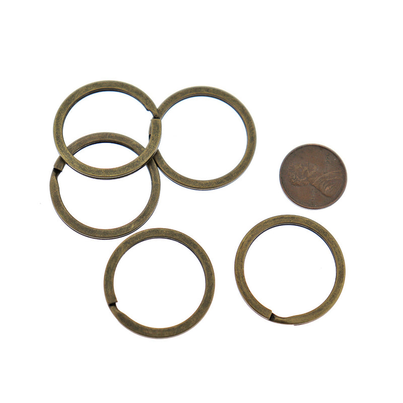 Antique Bronze Tone Key Rings - 30mm - 8 Pieces - FD964