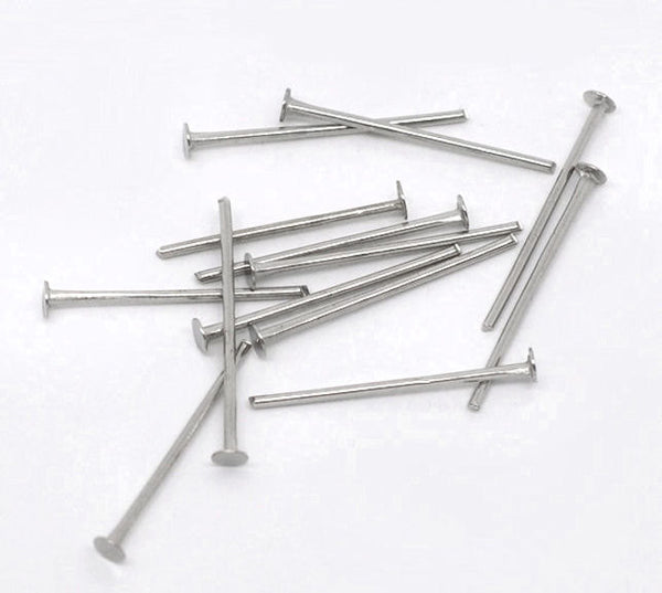 Antique Silver Tone Flat Head Pins - 20mm - 700 Pieces - PIN24