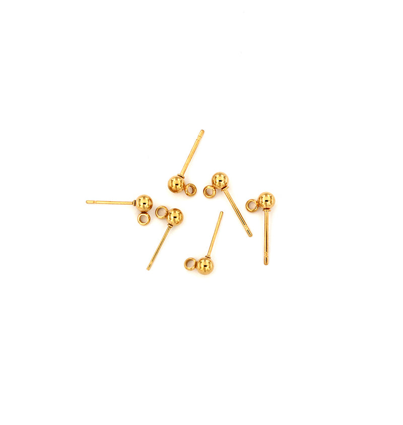 Gold Tone Earrings - Stud Bases - 7mm x 4mm - 2 Pieces 1 Pair - FD721