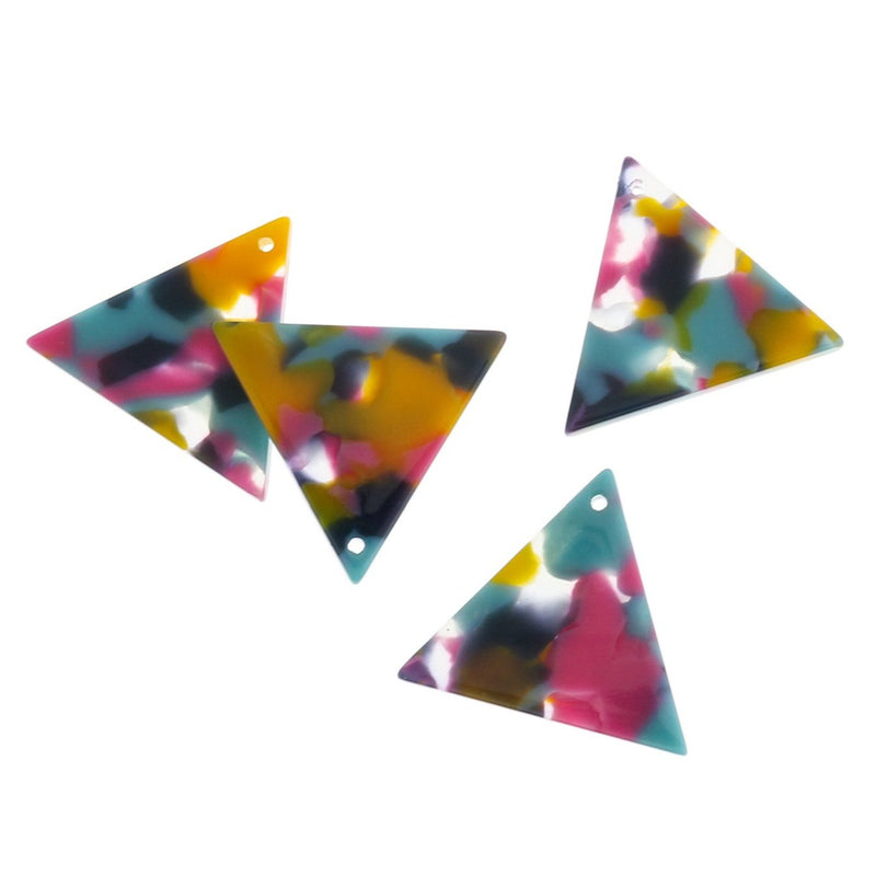 4 Rainbow Triangle Resin Charms - K195