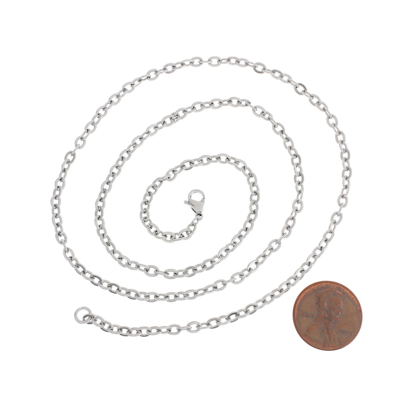 Silver Tone Cable Chain Necklaces 18" - 2mm - 10 Necklaces - N420